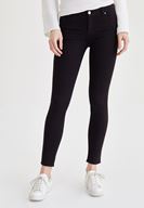 Bayan Siyah Orta Bel Dar Bilek Paça Skinny Pantolon