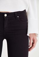 Bayan Siyah Orta Bel Dar Bilek Paça Skinny Pantolon