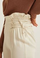 Bayan Krem Beli Bağlama Detaylı Bol Pantolon ( TENCEL™ )
