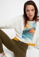 Bayan Krem Baskı Detaylı Sweatshirt