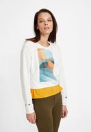 Bayan Krem Baskı Detaylı Sweatshirt