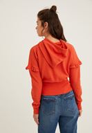 Bayan Turuncu Kol Detaylı Kapüşonlu Sweatshirt
