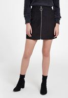 Women Black Mini Skirt with Zipper