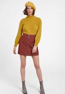 Women Brick Mini Skirt with Zipper