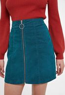 Women Green Mini Skirt with Zipper