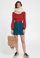 Women Green Mini Skirt with Zipper