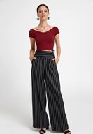 Bayan Bordo Lastikli Crop Bluz