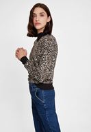 Bayan Çok Renkli Leopar Desenli Sweatshirt