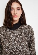Bayan Çok Renkli Leopar Desenli Sweatshirt