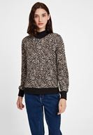 Bayan Çok Renkli Leopar Desenli Sweatshirt