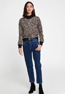 Bayan Çok Renkli Leopar Desenli Sweatshirt