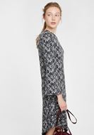 Women Mixed Long Sleeve Dress with Shoulder Details