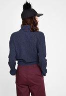 Bayan Lacivert Beli Büzgü Detaylı Sweatshirt