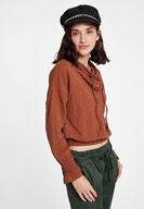 Bayan Kahverengi Beli Büzgü Detaylı Sweatshirt