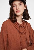 Bayan Kahverengi Beli Büzgü Detaylı Sweatshirt