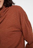 Bayan Kahverengi Beli Büzgü Detaylı Sweatshirt