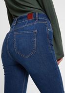 Bayan Mavi Yırtmaç Detaylı Flare Denim Pantolon