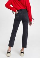 Bayan Gri Yüksek Bel Crop Straight Jean