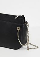 Women Black Zipper Detail Shoulder Bag