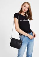 Women Black Zipper Detail Shoulder Bag