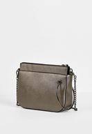 Women Silver Zipper Detail Shoulder Bag