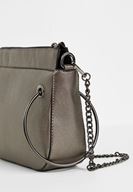 Women Silver Zipper Detail Shoulder Bag