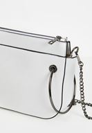 Women White Zipper Detail Shoulder Bag