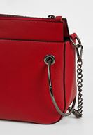 Women Red Zipper Detail Shoulder Bag