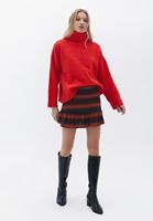 Women Mixed Skirt with Mix Pattern and Ruffle