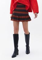 Women Mixed Skirt with Mix Pattern and Ruffle