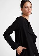 Women Black Jacket with Neck Detail