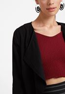 Women Black Jacket with Neck Detail