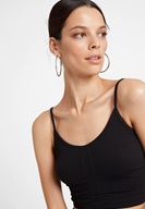 Bayan Siyah İnce Askılı Crop Bluz