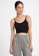 Bayan Siyah İnce Askılı Crop Bluz