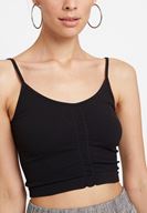 Bayan Siyah İnce Askılı Crop Bluz