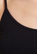 Bayan Siyah İnce Askılı Crop Bluz