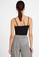 Bayan Siyah İnce Askılı Crop Bluz