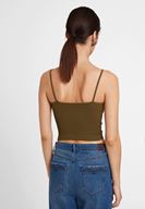 Bayan Yeşil İnce Askılı Crop Bluz