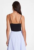 Women Black Crop Top with V Neck