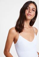 Women White Crop Top with V Neck