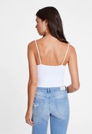 Women White Crop Top with V Neck