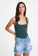 Women Green Sweetheart Neck Tank Top