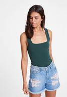 Women Green Sweetheart Neck Tank Top