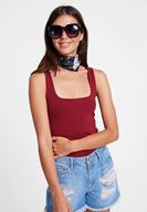 Women Bordeaux Sweetheart Neck Tank Top