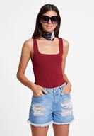 Women Bordeaux Sweetheart Neck Tank Top