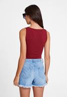 Women Bordeaux Sweetheart Neck Tank Top