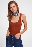 Women Brown Sweetheart Neck Tank Top
