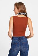 Women Brown Sweetheart Neck Tank Top