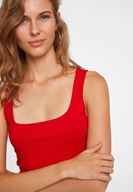 Women Red Sweetheart Neck Tank Top