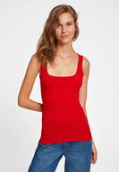 Women Red Sweetheart Neck Tank Top